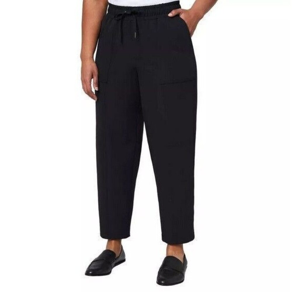 NWT Mondetta Women High Rise Textured Ankle Pants Black Size Small